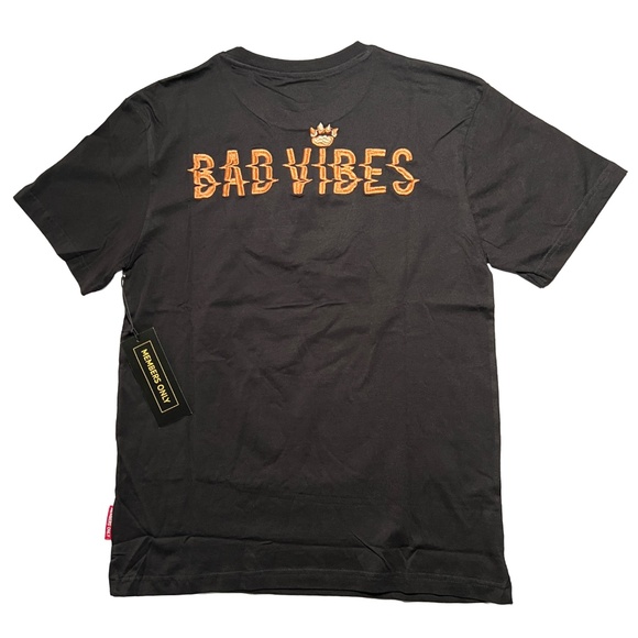 NWT Members Only Black Embroidered Bad Vibes Short Sleeves Casual T Shirt - Picture 2 of 11